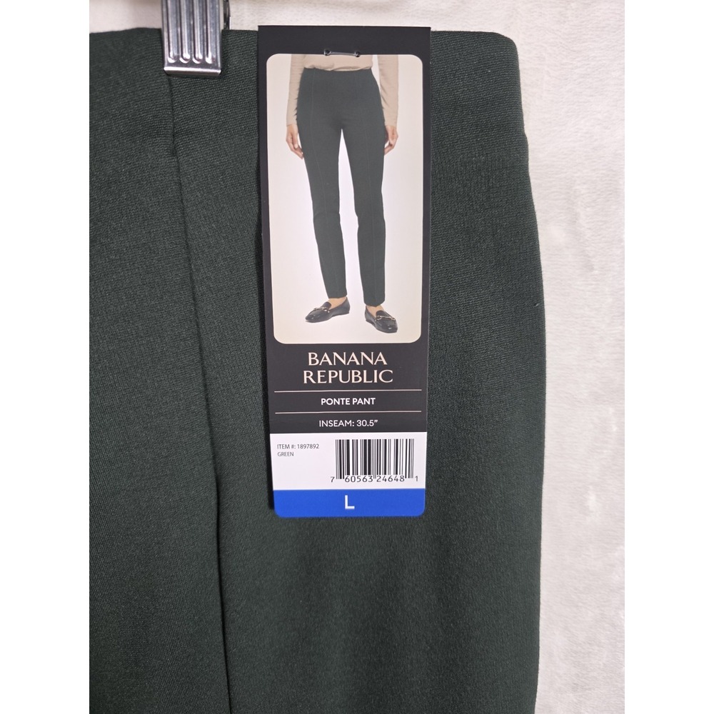 Banana Republic Ponte Pants L Green High Rise Slim Stretch Pull On NWT - Picture 7 of 10